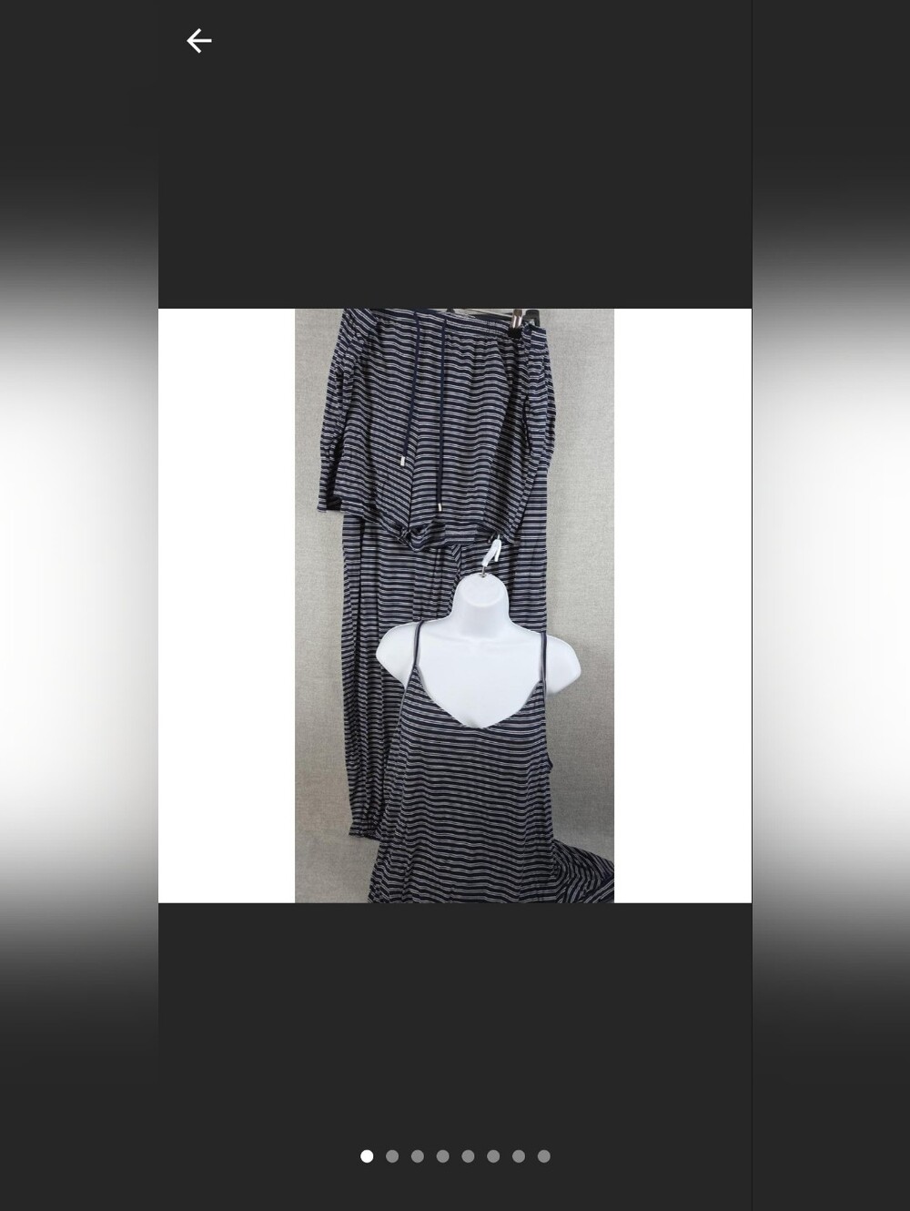 Soma Cool Nights 3 Piece Striped Women's Sleepwear Set - Navy & White